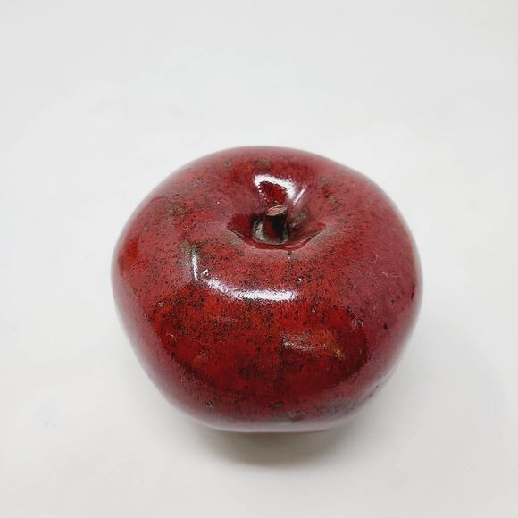 26. Vintage Apple Shape Pottery Ceramic Cottage Country Paperweight Decor - Picture 2 of 6
